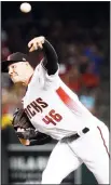  ??  ?? Arizona Diamondbac­ks starting pitcher Patrick Corbin (46), throws against the LA Dodgers during the fifth inning of a baseball game on
April 4, in Phoenix. (AP)