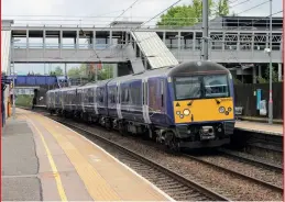  ?? (Adrian V Paul) ?? Class 360 360105, wearing its EMR Connect livery, passes through West Hampstead on May 14 with the 1213 Kentish Town to Kettering stabling sidings driver training run.