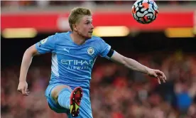  ?? Photograph: Paul Ellis/AFP/Getty Images ?? Kevin De Bruyne has yet to provide an assist in the Premier League this season having racked up 12 in 25 games in the previous campaign.