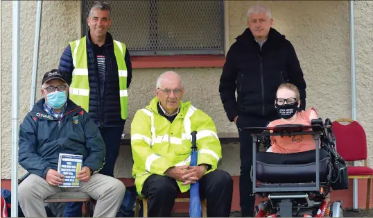 ?? Photo by Declan Malone ?? Joanne O’Riordan, who travelled from Millstreet to support Legion in their Senior Club Football Championsh­ip Round 2 match in Páirc an Ághasaigh on Saturday got a warm welcome from the Dingle GAA crew of Derry Ó Murchú, John Foley, Murt Moriarty and Paul Geaney.