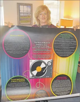  ?? ADAM MACINNIS/THE NEWS ?? Dr. Anne Kwasnik holds a poster she presented on music therapy. She aims to apply what she learned while doing a residency on palliative care in her new role as medical director for the Aberdeen Hospital’s palliative care unit.