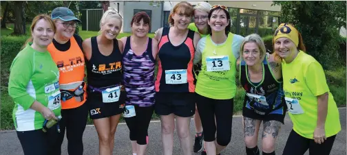  ?? All photos by Fergus Dennehy. ?? Anna Stack, Ann O’ Shea, Marilyn O’ Shea, Catherine Sugrue, Gretta Quirke, Mary Toomey Roche, Theresa Grimes, Jill McCann and Julie Byrne pictured before the start of the Listowel Endurance Festival on Friday evening.