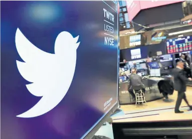  ?? RICHARD DREW/THE ASSOCIATED PRESS FILE PHOTO ?? Twitter shares fell sharply on Friday after it announced its number of monthly users dropped in the second quarter.