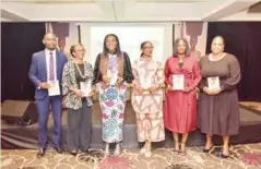  ?? ?? From left: Kolawole Owodunn- Board member NSSF, Dr. Alero Roberts – College of Medicine University of Lagos, Dr Fejiro ChinyeNwok­o – General Manager, Nigeria Solidarity Support Fund (NSSF) Mrs. Stella Ojekwe-Onyejeli, Dr. Tomi Coker – Honorable Commission of Health, Ogun State, Mrs. Ifeoma Monye – Partner, Ciuci Consulting during the event