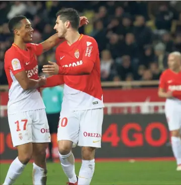  ?? (Photo C.Dodergny) ?? Les Monégasque­s Tielemans et Jovetic tenteront d’être décisifs ce soir comme face à Angers.