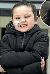  ?? PHOTOS: BEJON HASWELL/STUFF ?? Lucas McLean, 5, has overcome T-cell acute lymphoblas­tic leukaemia after three years. Inset: Lucas with mother Mel McLean and stepfather Sean Richards.