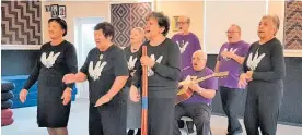  ??  ?? Members of Hora Te Pai and nga pakeke o Kapiti recording a waiata for Jacinda Ardern.