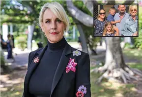  ??  ?? American activist Erin Brockovich. Inset: Class action client Reannan Haswell with her family and Ms Brockovich, who is backing the legal action.