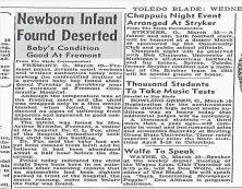  ?? THE BLADE ARCHIVES ?? The ( Toledo, Ohio) Blade reported Ted Cashen was born March 9, 1948, and found abandoned after his birth.