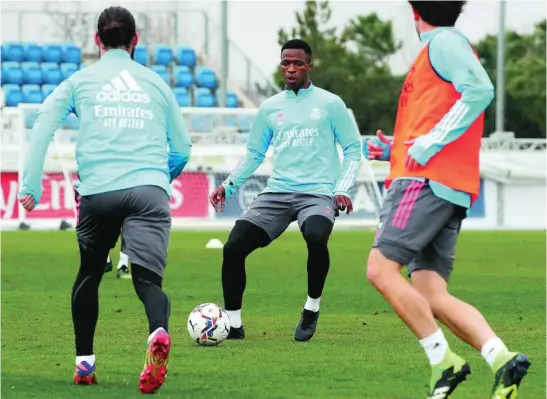  ?? REALMADRID.COM ?? Vinicius, en un entrenamie­nto del Real Madrid en Valdebebas