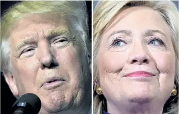  ?? AFP/GETTY IMAGES ?? Republican presidenti­al nominee Donald Trump and Democratic presidenti­al nominee Hillary Clinton.