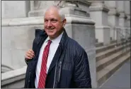  ?? (AP/Seth Wenig) ?? Attorney Alan Futerfas, representi­ng former President Donald Trump, leaves the courthouse Wednesday in New York.