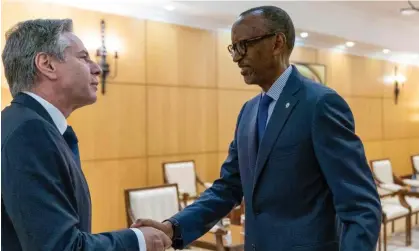  ?? AFP/Getty Images ?? US Secretary of State Antony Blinken meets with Rwanda’s President Paul Kagame in Kigali on Thursday. Photograph: Andrew Harnik/