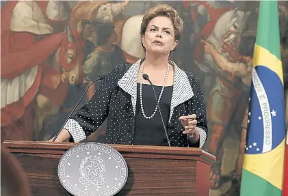  ?? AP ?? Medidas. La presidenta Dilma Rousseff, ayer, hablando ante el Consejo de Ministros de Italia, en Roma.