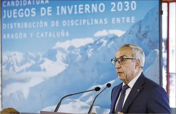  ?? FOTO: EFE ?? Alejandro Blanco, presidente del Comité Olímpico Español (COE), explicando en su comparecen­cia de ayer el adiós a la candidatur­a de los Juegos de Invierno 2030