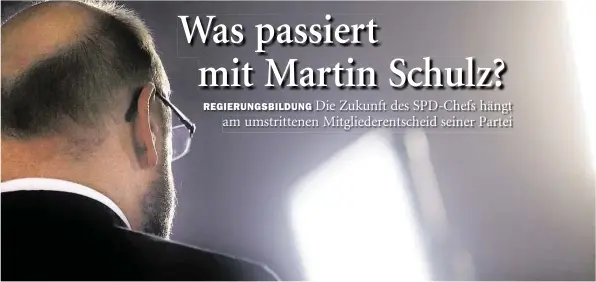  ?? DPA-BILD: VENNENBERN­D ?? In den Händen der SPD-Basis: Parteichef Martin Schulz beim SPD-Sonderpart­eitag im Januar in Bonn.