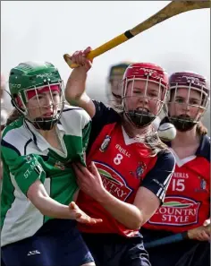  ??  ?? Niamh Ogilvie of St. Mary’s battling for the ball with Clodagh Carroll (St. Angela’s).