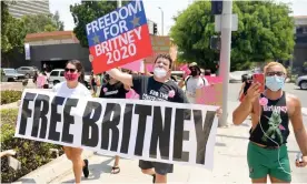  ?? Photograph: Matt Winkelmeye­r/Getty Images ?? Protestors from the #FreeBritne­y movement outside a Los Angeles courthouse in August.