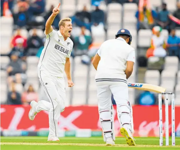  ?? Photo / Getty Images ?? Kyle Jamieson was easily the best of the Black Caps as the WTC final got under way, taking the first wicket of Rohit Sharma.