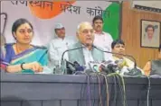  ?? HT PHOTO ?? Former Haryana CM Bhupinder Singh Hooda at a press conference at Congress office in Jaipur on Sunday.