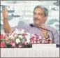  ??  ?? Defence minister Manohar Parrikar at Defexpo 2016