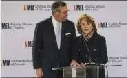  ?? (Arkansas Democrat-Gazette/Staton Breidentha­l) ?? Warren and Harriet Stephens, who have led the fundraisin­g committee for the Arkansas Museum of Fine Arts renovation, announced Monday that the project has received pledges of close to $136 million.