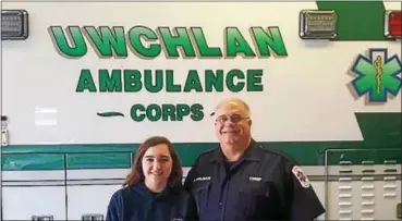  ?? SUBMITTED PHOTO - GIL COHEN ?? Tiffany Guth, who heads up Uwchlan Ambulance Corps’ new Adventurer program, and John Applegate, chief of operations, Uwchlan Ambulance.