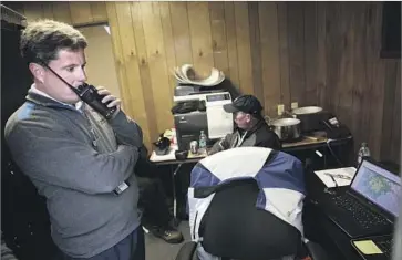  ?? Patrick T. Fallon For The Times ?? STEWART WILLIAMS RARELY looked away from the computer screens in his trailer at Riviera on Friday, making sure it was safe to play. He called the storm that eventually hit “a 10, on a scale of one to 10,”