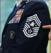  ?? Alex Brandon/Associated Press ?? Chief Master Sgt. Roger Towberman displays his insignia during a presentati­on of the United States Space Force flag on May 15.