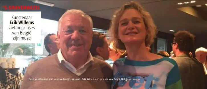  ?? FOTO JAA ?? Twee kunstenaar­s met veel wederzijds respect: Erik Willems en prinses van België Delphine.