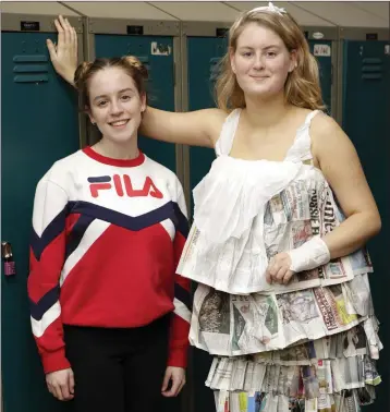  ??  ?? Junk Kouture Entries at Loreto Bray: Grainne Bright and Rachel Kiernan in their design ‘The Article’