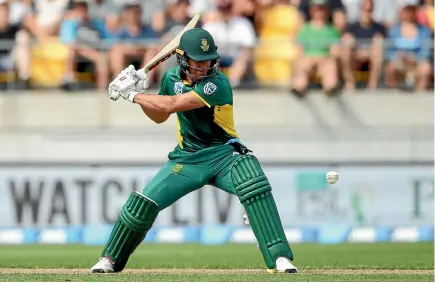  ?? PHOTO: ... ?? AB de Villiers has been restricted to just 12 boundaries in the opening three one-day internatio­nals against New Zealand.