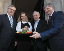  ?? Photo Naoise Culhane ?? IHF CEO Tim Fenn; Agnieszka Niedzielak, Commis chef apprentice; Education Minister Richard Bruton and Pat O’Doherty Chair of the Apprentice­ship Council and ESB CEO at the launch of the National Commis Chef Apprentice­ship Programme.