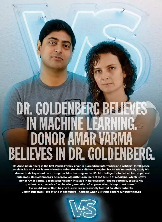 DR. GOLDENBERG BELIEVES IN MACHINE LEARNING. DONOR AMAR VARMA BELIEVES ...