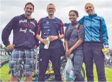  ?? FOTO: SGN ?? Das SGN-Team in Erbach (von links): Alfred Kohler, Detlev Neuland, Sarah Fischer und Daggi Gard. Vera Gloger und Thomas Capellaro (Ligastart) fehlen.