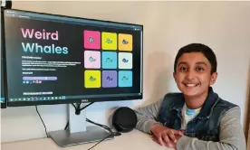  ??  ?? Benyamin Ahmed, 12, sold tokens of the whales’ ownership which are stored on blockBenya­min