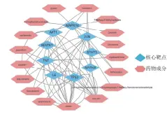  ??  ?? 图3活血益气方促进心­肌梗死后血管新生核心­靶点与成分网络