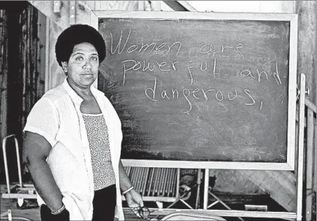  ?? ROBERT ALEXANDER/ARCHIVE PHOTOS/GETTY 1983 ?? Caribbean American writer, poet and activist Audre Lorde lectures students at the Atlantic Center for the Arts in New Smyrna Beach, Florida. The vital writing of Lorde, who died in 1992 at age 58, is the subject of a new collection edited by Roxane Gay.