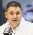  ?? Michael Conroy / Associated Press ?? First-year Giants head coach Joe Judge is working remotely out of his house in North Attleborou­gh, Mass., as the team prepares for the NFL draft.
