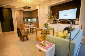 ??  ?? Sample living room at Aruga Resort and Residences-mactan showroom