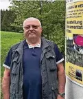  ?? ?? Ballonflüc­htling Günter Wetzel am früheren Landeplatz bei Naila.