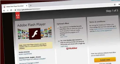  ??  ?? ABOVE Farewell Adobe Flash – you most definitely will not be missed