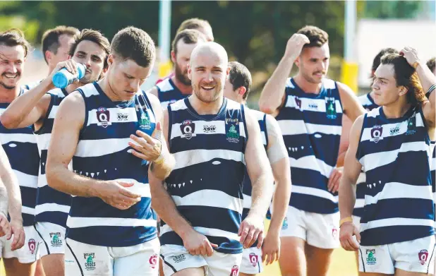  ?? Picture: BRENDAN RADKE ?? RAGING BULL: Port Douglas’ Adam Gross (centre) has emerged as AFL Cairns’ leading goal kicker for the 2019 season with 76 majors from 14 matches.