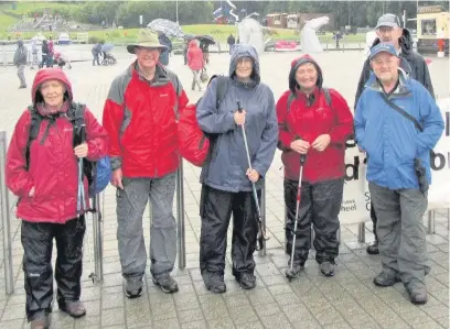  ??  ?? Visiting time
Cambuslang Parish Church walking group members at the Falkirk Wheel visitor centre during their latest trek