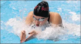  ??  ?? Artim competes in the 100-yard breaststro­ke, in which she finished eighth in Indianapol­is on Saturday.