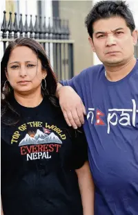  ??  ?? ●● Hari Neupane, pictured with wife Somila, has discovered one of his relatives has been killed in the Nepalese earthquake disaster