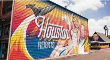  ??  ?? Artists Sergio Aguilar and José Kontos of Monterrey, Mexico, created the murals at Houston Heights Hotel.
