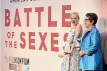  ?? GETTY IMAGES ?? Billie Jean King, right, and the actress who plays her, Emma Stone, at the premiere of the Battle of the Sexes movie in London.