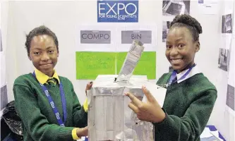  ?? | JACQUES NAUDE African News Agency(ANA) ?? THE Eskom Expo is a valuable platform for young scientists and engineers to showcase their inventions and innovation­s. Lethabo Masenamela and Khathutshe­lo Nekhumbe, then 11 years old, from Acudeo College in Thornview, showcased their composting machine at the Eskom Expo for young scientists, University of Pretoria’s Mamelodi campus in August 2019.
