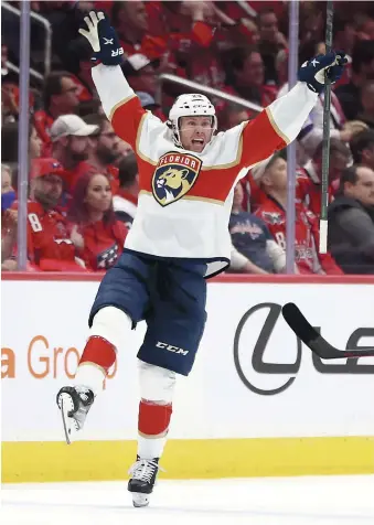  ?? PHOTO AFP ?? Carter Verhaeghe a marqué le but gagnant, hier soir, dans un gain de 3 à 2 des Panthers de la Floride face aux Capitals de Washington au Capital One Arena.